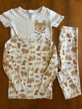 Woodland Pajama Set 3pc Bundle Kids 5T Wolf Bear Fox Animal Sleepwear Old Navy